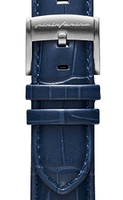 Genuine Italian Leather 22mm Dress Watch Strap – Dark Blue - Grey Buckle - Pininfarina Hybrid Watches EU