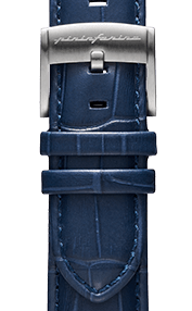 Echtes italienisches Lederarmband für elegante Uhren (22 mm) – Dunkelblau – Graue Schließe