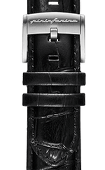 Genuine Italian Leather 22mm Dress Watch Strap – Black - Grey Buckle - Pininfarina Hybrid Watches EU