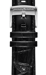 Genuine Italian Leather 22mm Dress Watch Strap – Black - Grey Buckle - Pininfarina Hybrid Watches EU