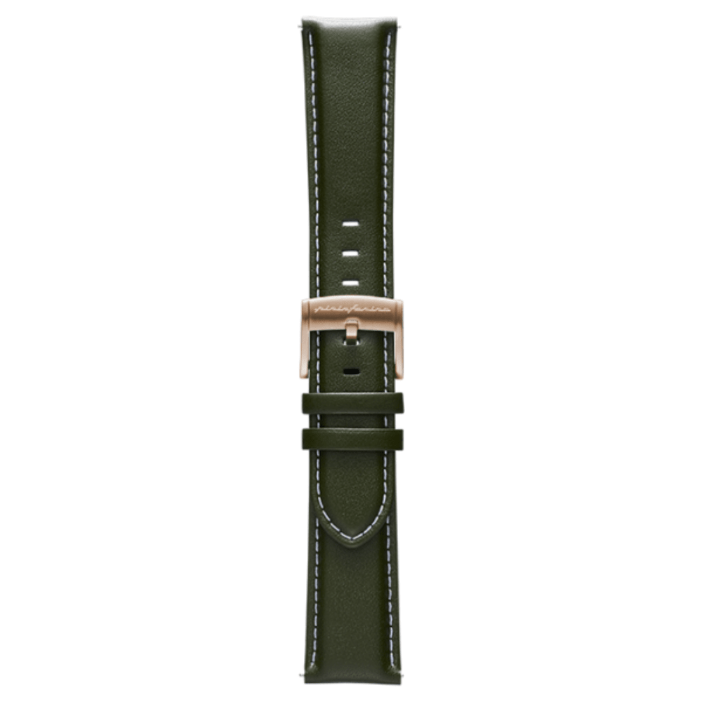 Pininfarina Genuine Italian Leather 22mm Watch Strap – Green - Rose Gold Buckle - Pininfarina Hybrid Watches EU