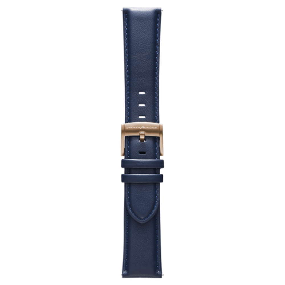 Pininfarina Genuine Italian Leather 22mm Watch Strap – Dark Blue - Rose Gold Buckle - Pininfarina Hybrid Watches EU