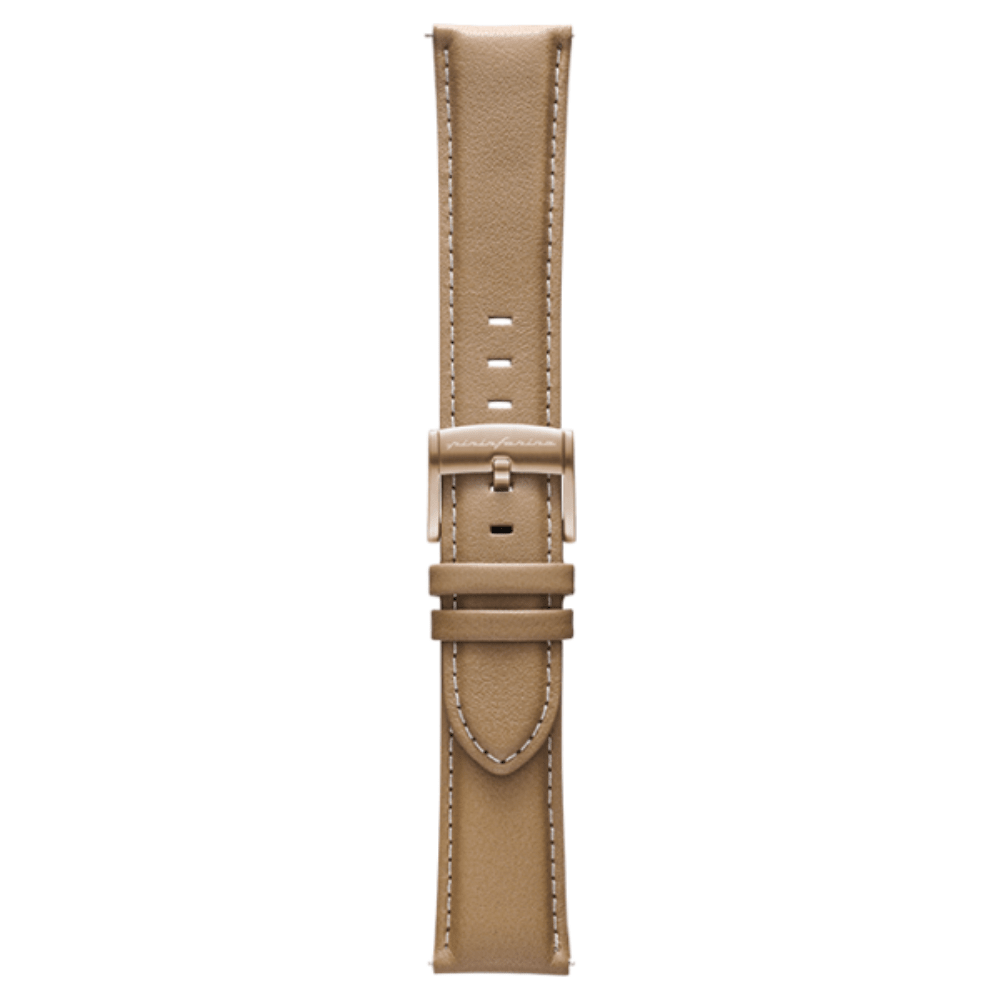 Pininfarina Genuine Italian Leather 22mm Watch Strap – Beige - Rose Gold Buckle - Pininfarina Hybrid Watches EU