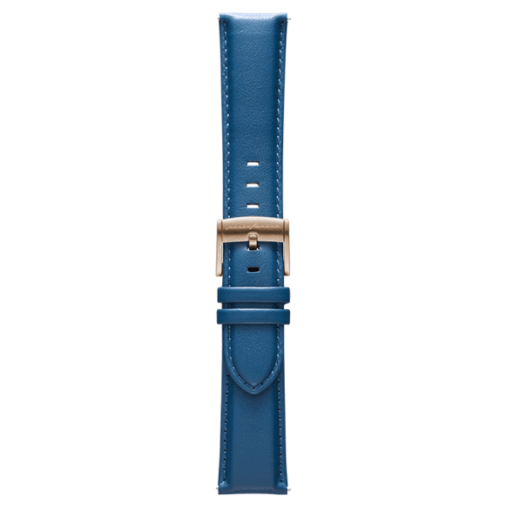 Pininfarina Genuine Italian Leather 22mm Watch Strap – Blue - Rose Gold Buckle - Pininfarina Hybrid Watches EU