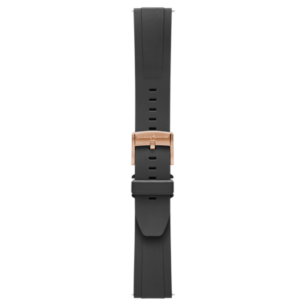 Pininfarina FKM Rubber 22mm Watch Strap - Black - Rose Gold Buckle - Pininfarina Hybrid Watches EU