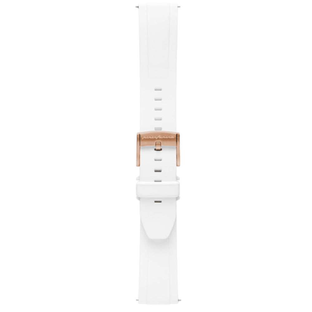 Pininfarina FKM Rubber 22mm Watch Strap - White - Rose Gold Buckle - Pininfarina Hybrid Watches EU