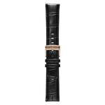 Pininfarina Genuine Italian Leather 22mm Dress Watch Strap – Black - Rose Gold Buckle - Pininfarina Hybrid Watches EU