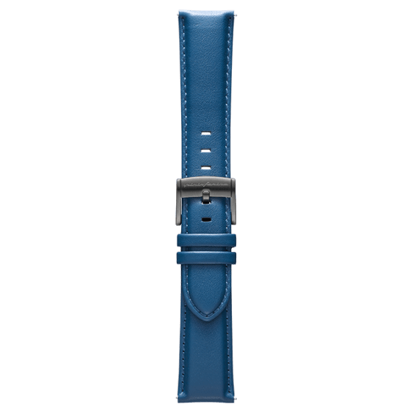 Correa de reloj de piel italiana auténtica de 22 mm, color azul