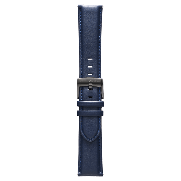 Correa de reloj de piel italiana auténtica de 22 mm, color azul oscuro