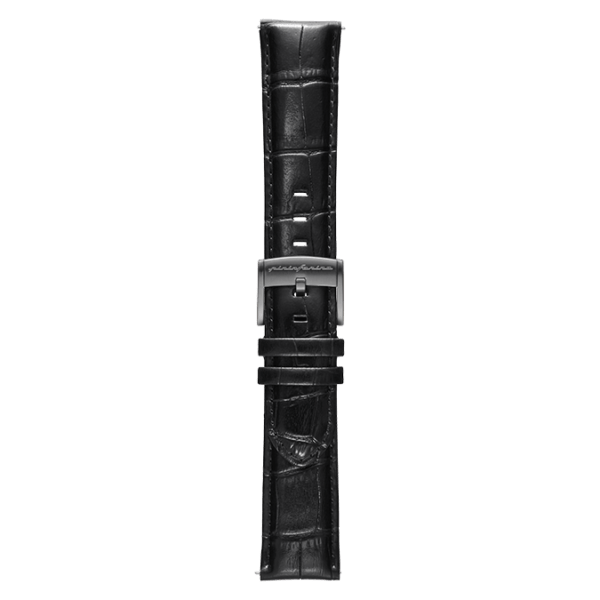 Correa de reloj de vestir de 22 mm de piel italiana auténtica, color negro