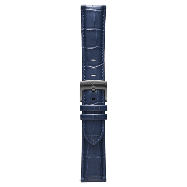 Correa de reloj de vestir de 22 mm de piel italiana auténtica, color azul oscuro