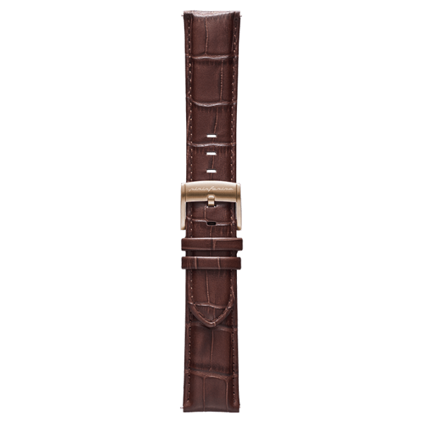 Correa de reloj de vestir de 22 mm de piel italiana auténtica – Marrón oscuro
