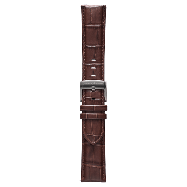 Correa de reloj de vestir de 22 mm de piel italiana auténtica – Marrón oscuro