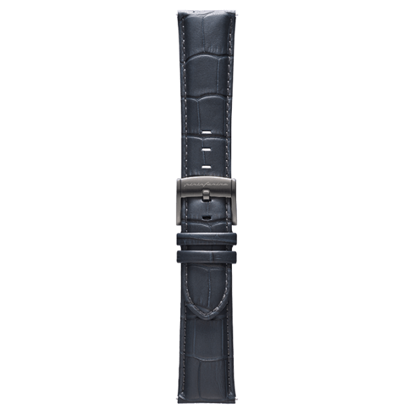 Correa de reloj de vestir de piel italiana auténtica de 22 mm - Gris oscuro