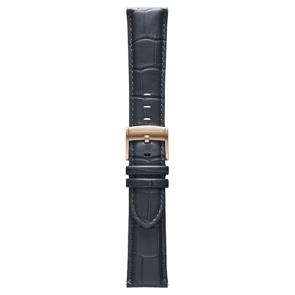 Correa de reloj de vestir de piel italiana auténtica de 22 mm - Gris oscuro